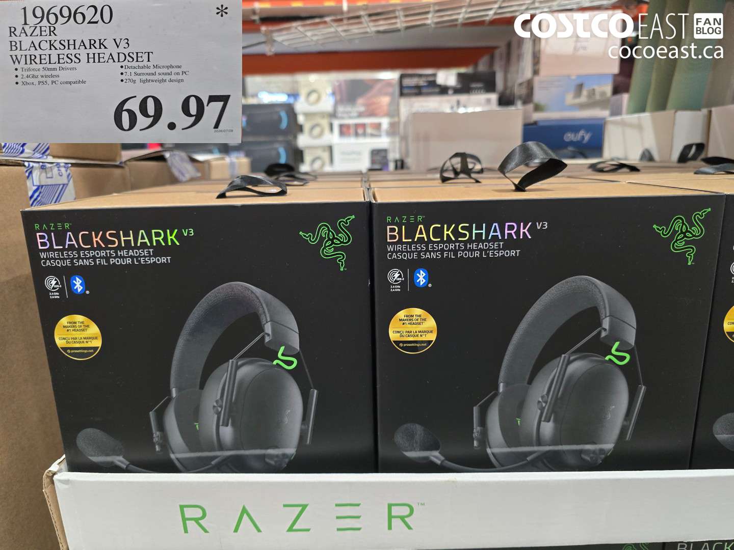 1969620 RAZER BLACKSHARK V3 WIRELESS HEADSET $69.97