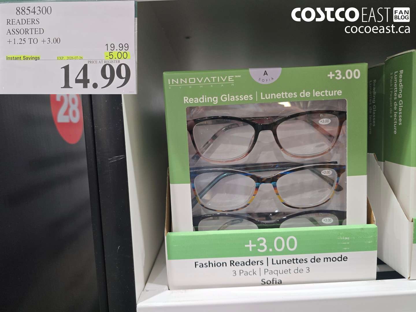 8854300 READERS ASSORTED +1.25 TO +3.00 ($5.00 INSTANT SAVINGS EXPIRES ON 2026-07-26) $14.99