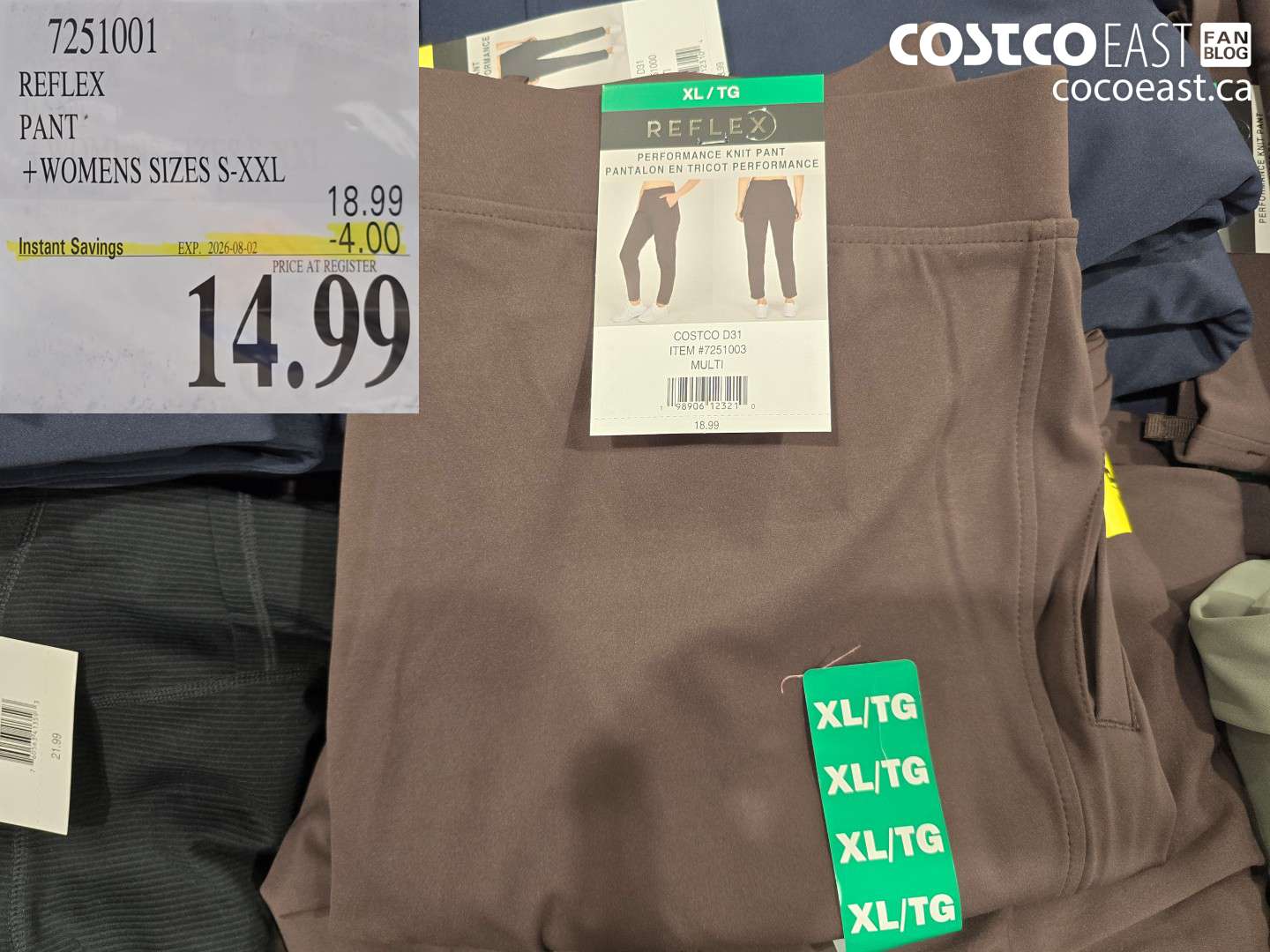 7251001 REFLEX PANT WOMENS SIZES S-XXL ($4.00 INSTANT SAVINGS EXPIRES ON 2026-08-02) $14.99
