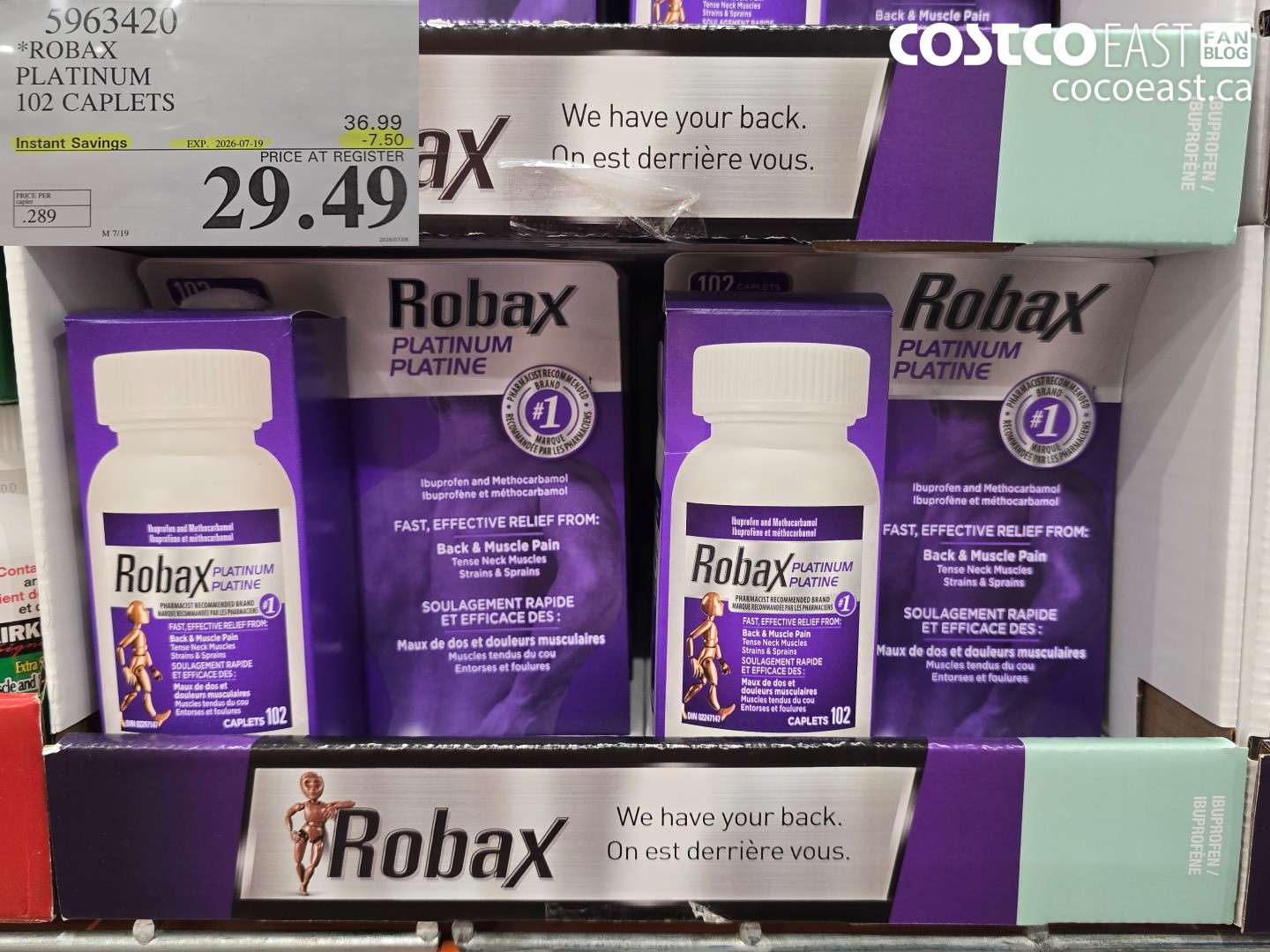 5963420 ROBAX PLATINUM 102 CAPLETS ($7.50 INSTANT SAVINGS EXPIRES ON 2026-07-19) $29.49
