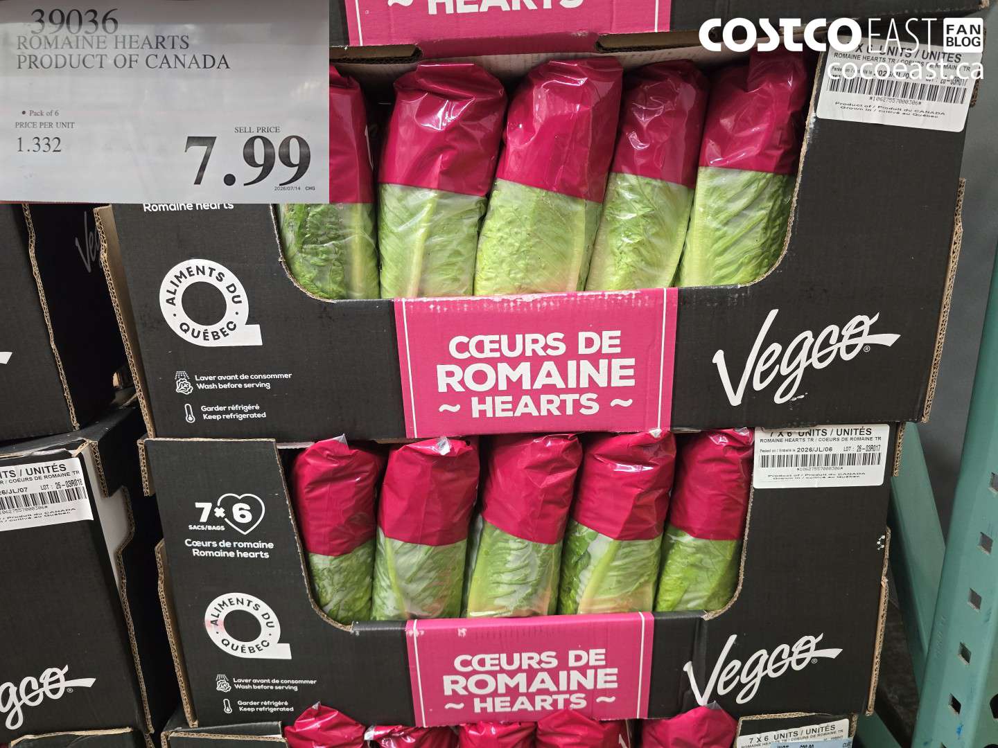 39036 ROMAINE HEARTS PRODUCT OF CANADA $7.99
