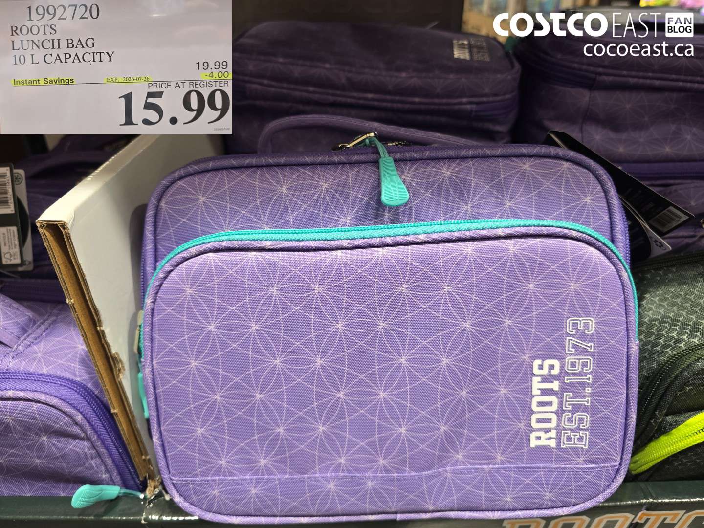 1992720 ROOTS LUNCH BAG 10 L CAPACITY ($4.00 INSTANT SAVINGS EXPIRES ON 2026-07-26) $15.99
