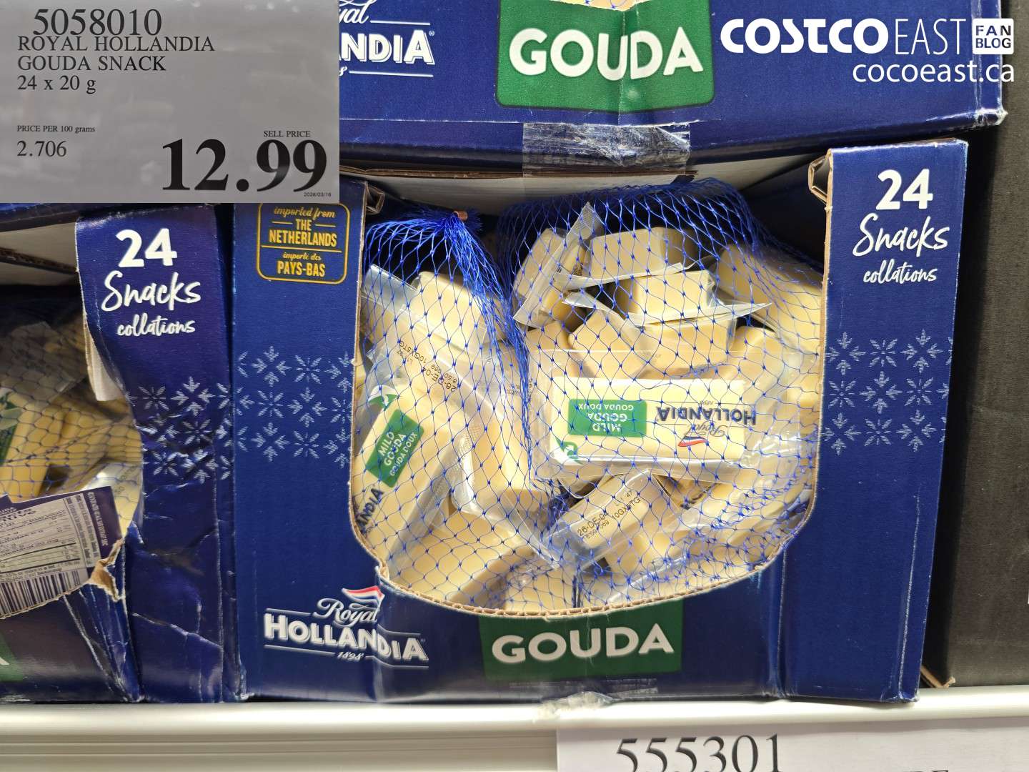 5058010 ROYAL HOLLANDIA GOUDA SNACK 24 X 20 G $12.99