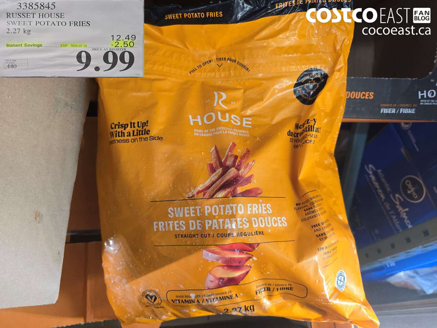 3385845 RUSSET HOUSE SWEET POTATO FRIES 2.27 KG ($2.50 INSTANT SAVINGS EXPIRES ON 2026-07-19) $9.99