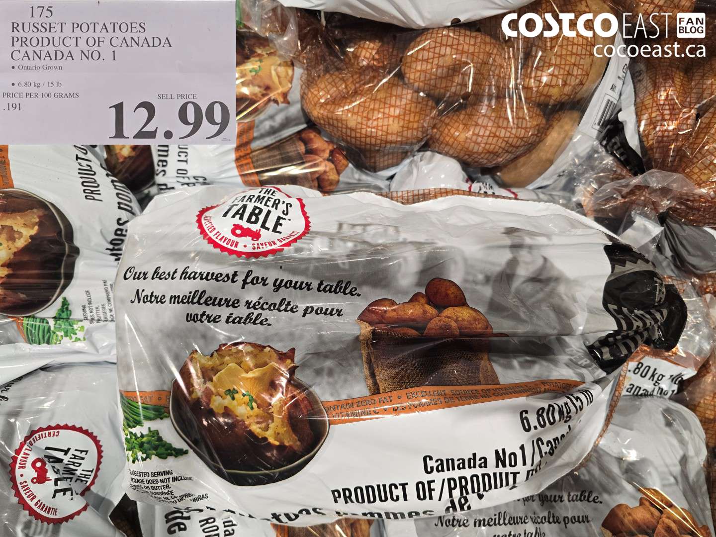 175 RUSSET POTATOES PRODUCT OF CANADA CANADA NO. 1 6.80 KG / 15 LB $12.99