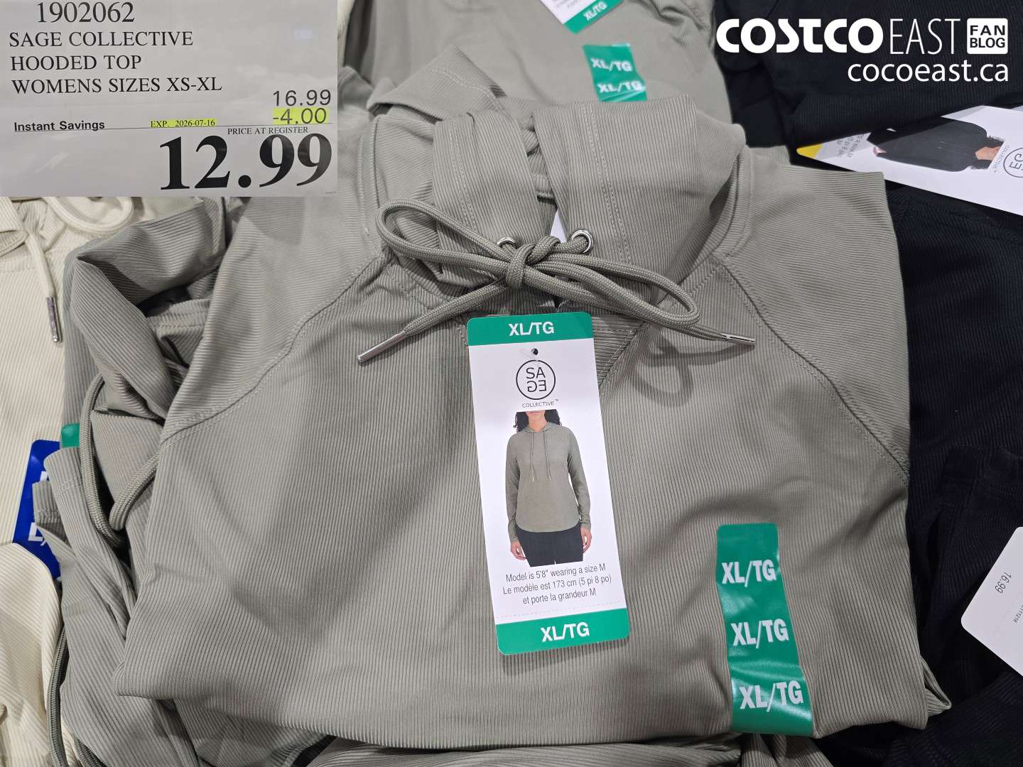 1902062 SAGE COLLECTIVE HOODED TOP WOMENS SIZES XS-XL ($4.00 INSTANT SAVINGS EXPIRES ON 2026-07-16) $12.99