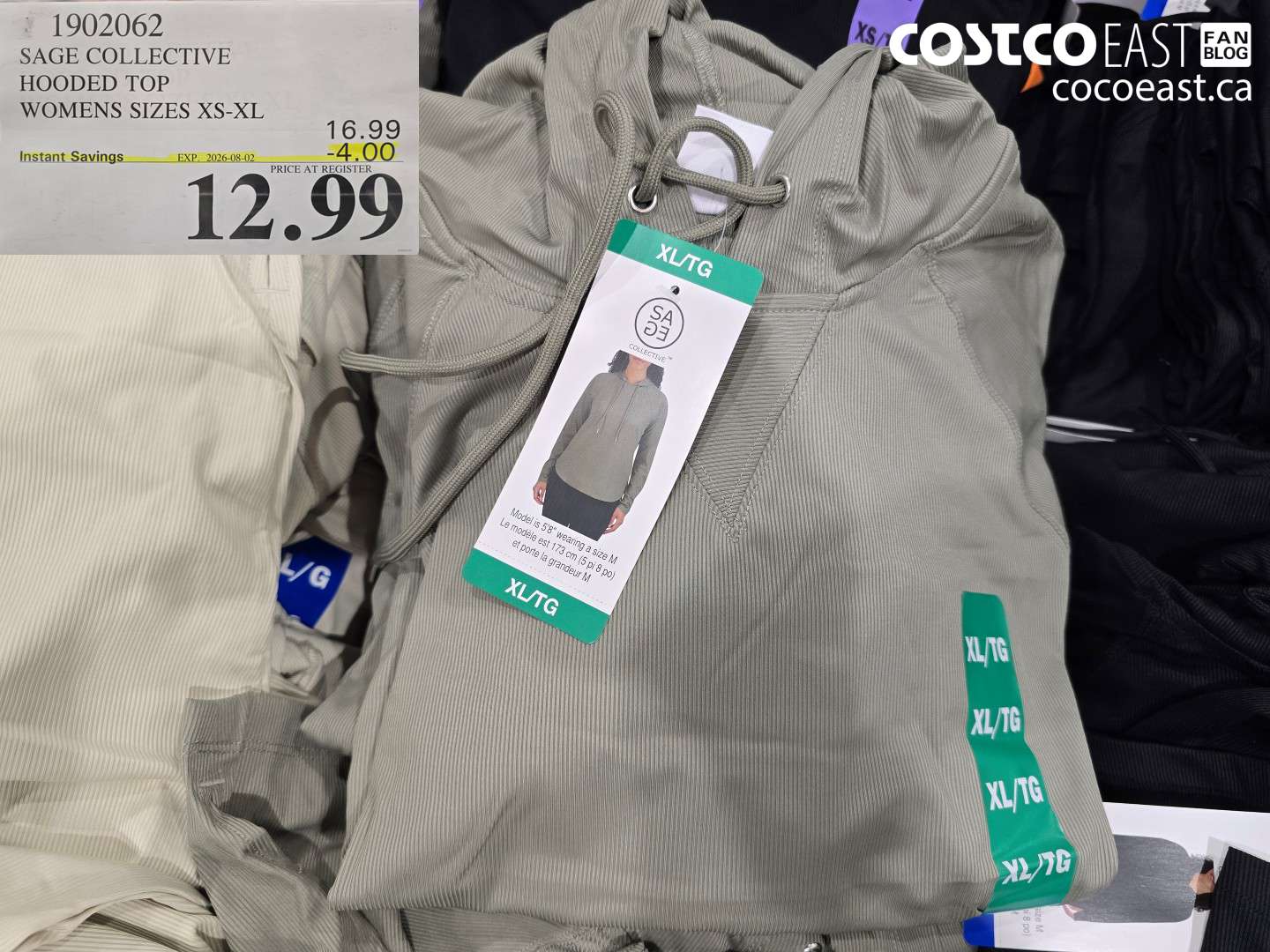 1902062 SAGE COLLECTIVE HOODED TOP WOMENS SIZES XS-XL ($4.00 INSTANT SAVINGS EXPIRES ON 2026-08-02) $12.99