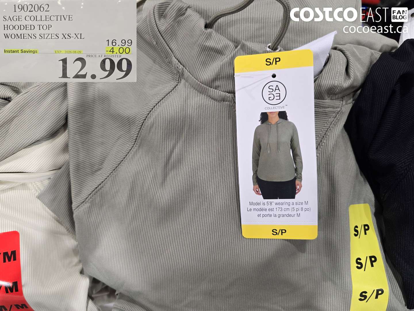 1902062 SAGE COLLECTIVE HOODED TOP WOMENS SIZES XS-XL ($4.00 INSTANT SAVINGS EXPIRES ON 2026-08-09) $12.99