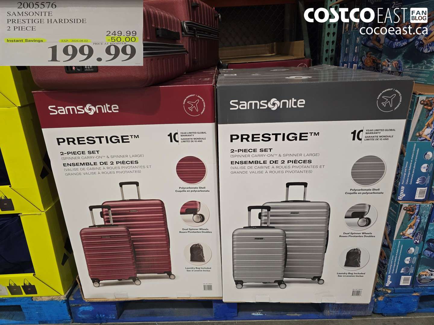 2005576 SAMSONITE PRESTIGE HARDSIDE 2 PIECE ($50.00 INSTANT SAVINGS EXPIRES ON 2026-08-02) $199.99