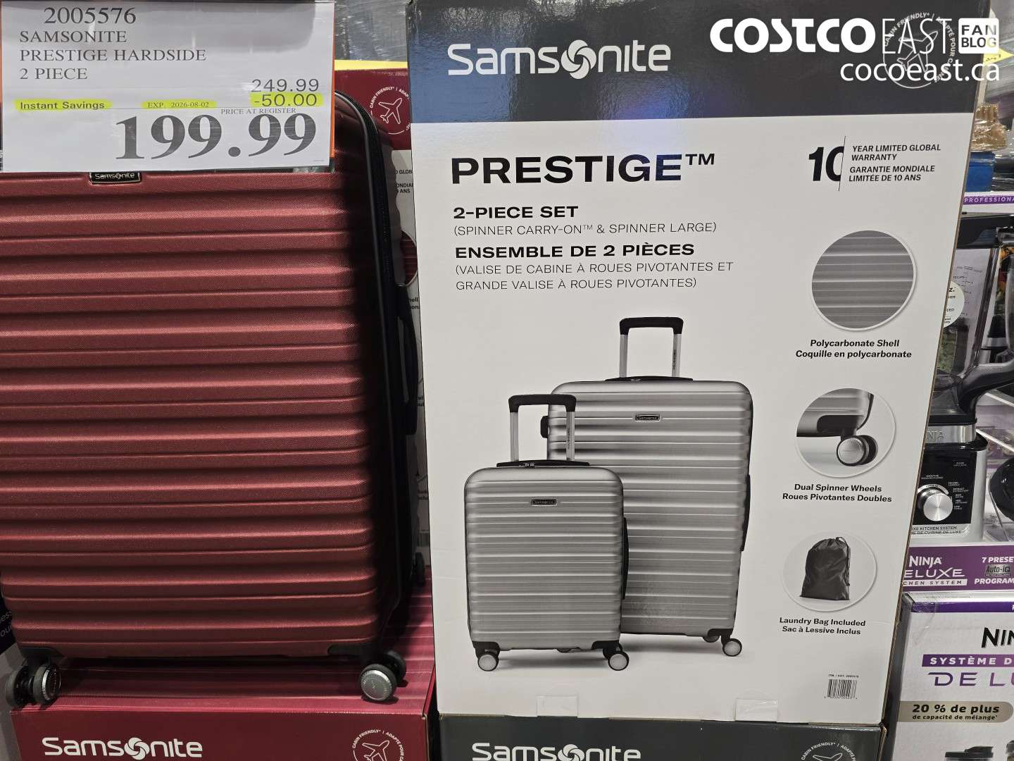 2005576 SAMSONITE PRESTIGE HARDSIDE 2 PIECE ($50.00 INSTANT SAVINGS EXPIRES ON 2026-08-02) $199.99