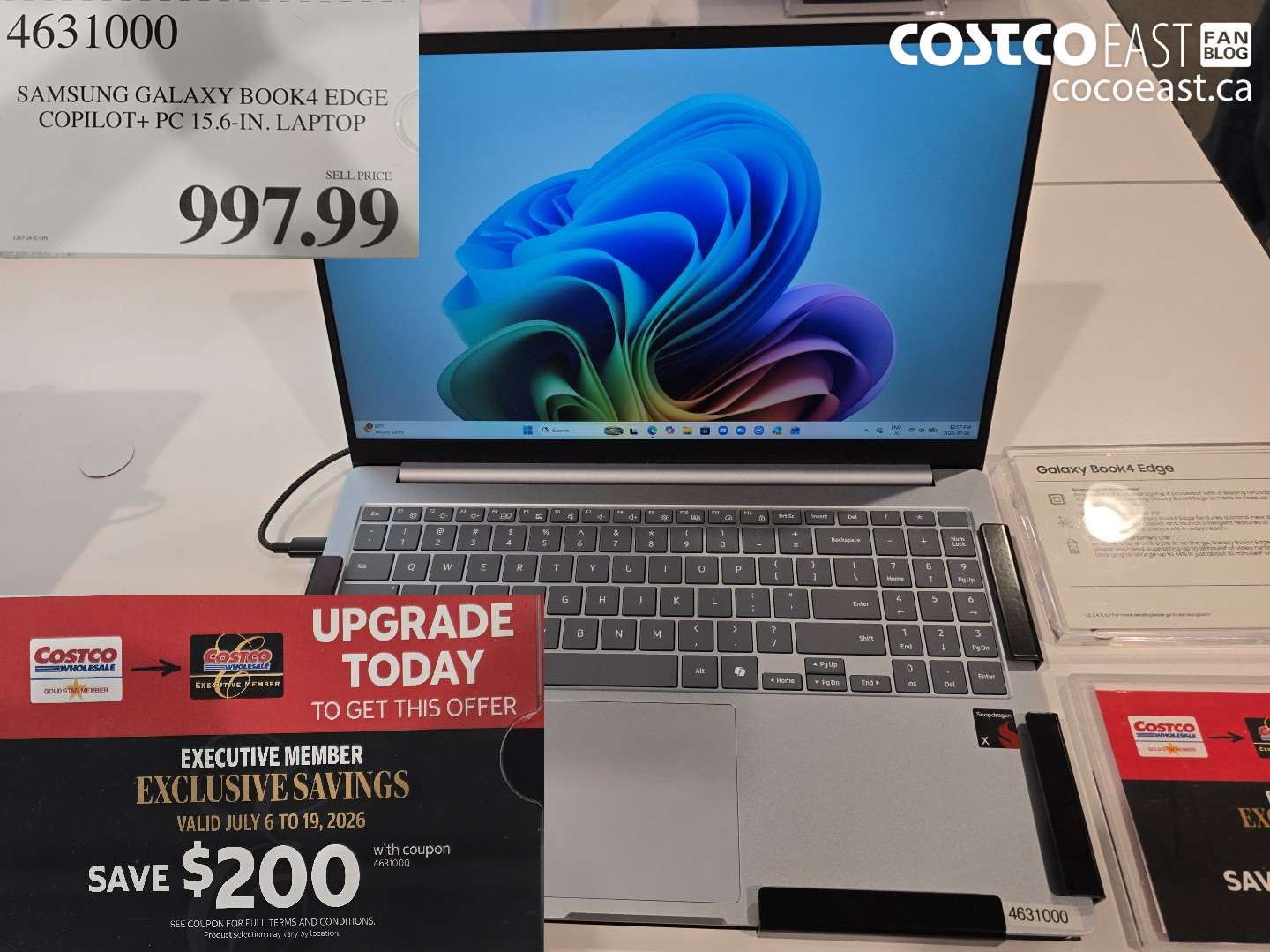 4631000 SAMSUNG GALAXY BOOK4 EDGE COPILOT+ PC 15.6-IN. LAPTOP $997.99