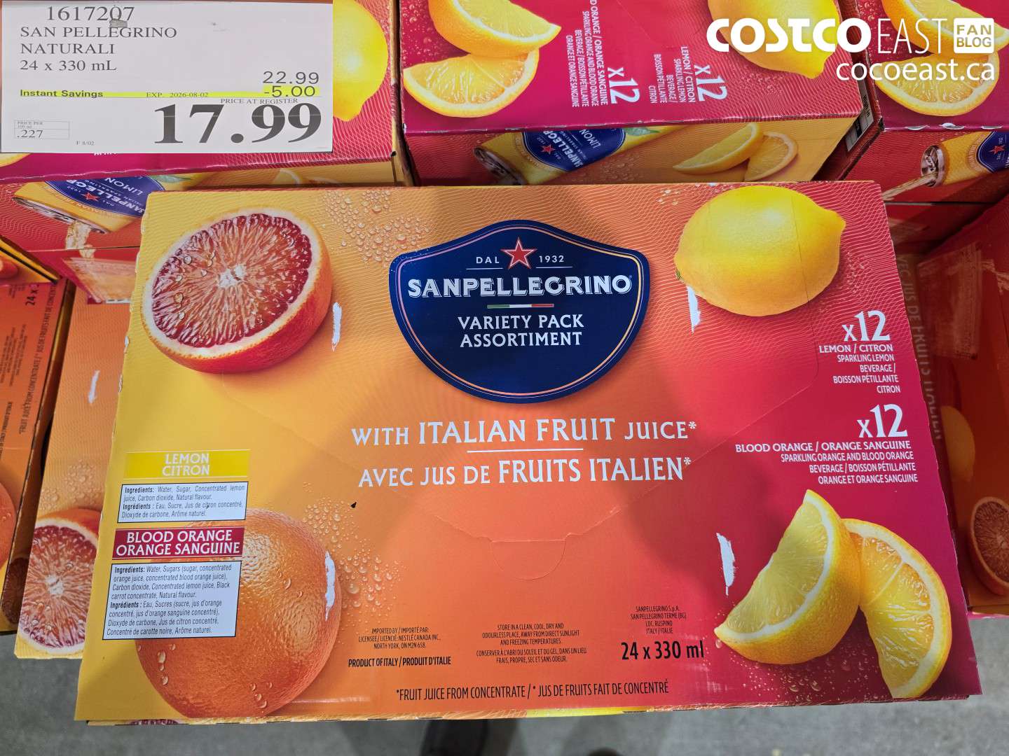 1617207 SAN PELLEGRINO NATURALI 24 X 330 ML ($5.00 INSTANT SAVINGS EXPIRES ON 2026-08-02) $17.99