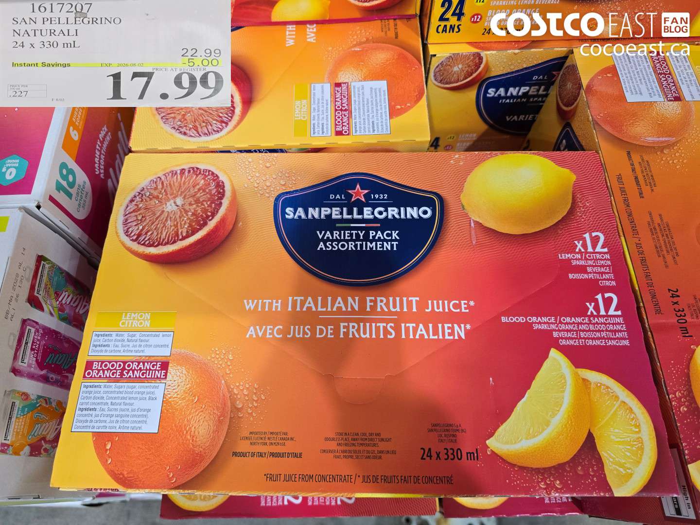 1617207 SAN PELLEGRINO NATURALI 24 X 330 ML ($5.00 INSTANT SAVINGS EXPIRES ON 2026-08-02) $17.99
