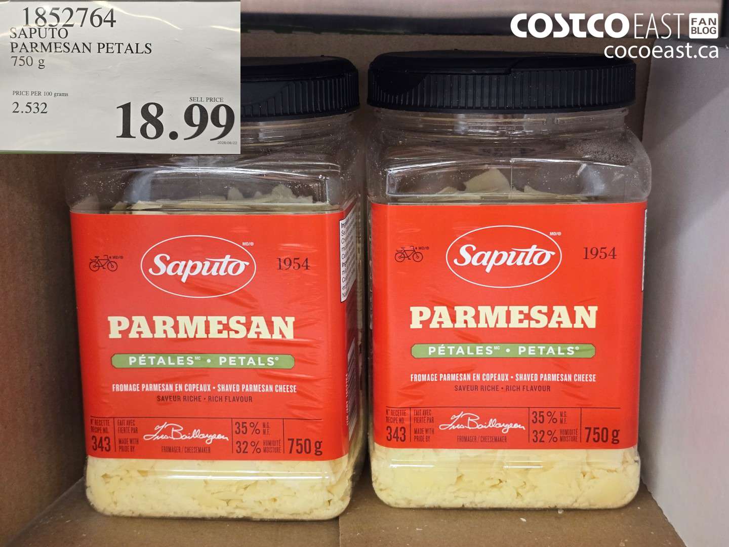1852764 SAPUTO PARMESAN PETALS 750 G $18.99