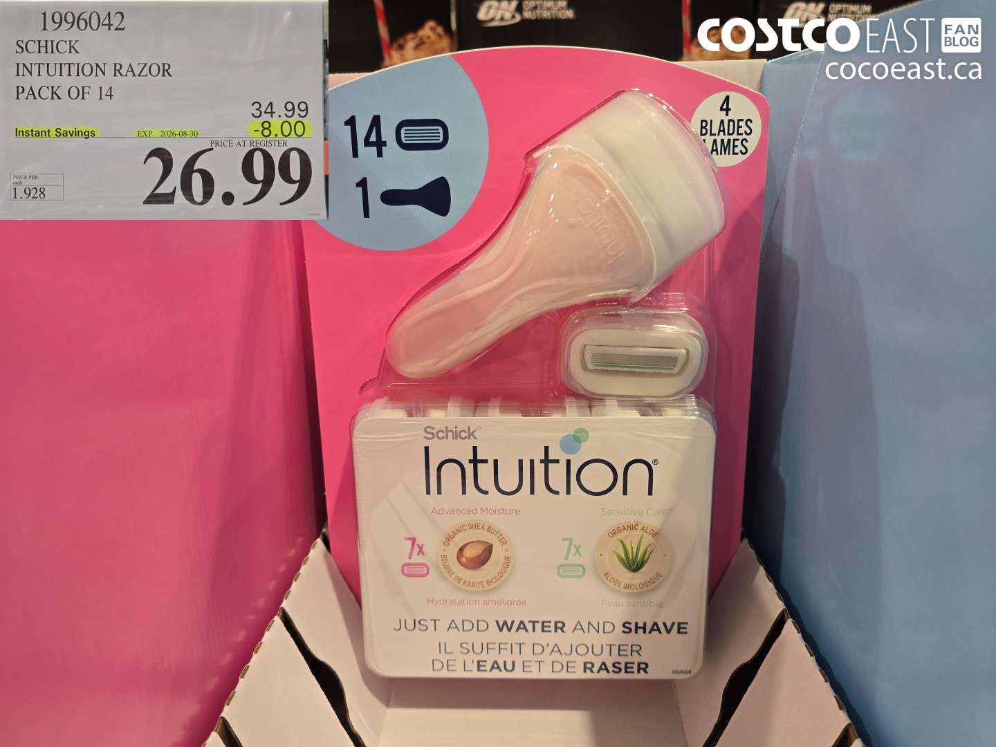1996042 SCHICK INTUITION RAZOR PACK OF 14 ($8.00 INSTANT SAVINGS EXPIRES ON 2026-08-30) $26.99