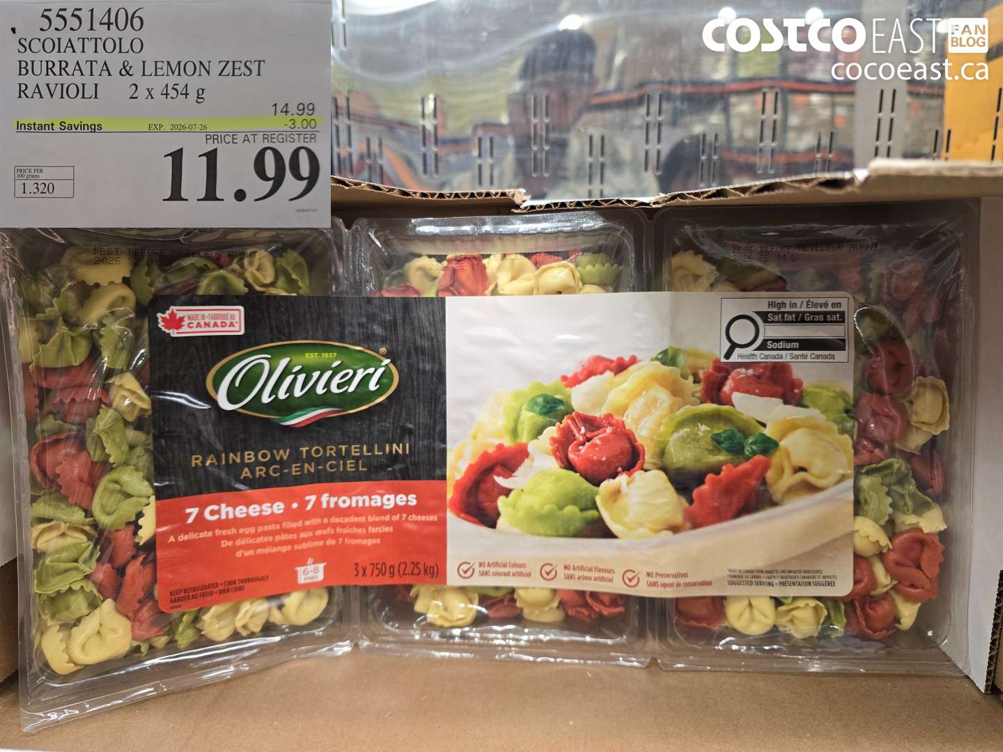 5551406 SCOIATTOLO BURRATA & LEMON ZEST RAVIOLI 2 X 454 G ($3.00 INSTANT SAVINGS EXPIRES ON 2026-07-26) $11.99