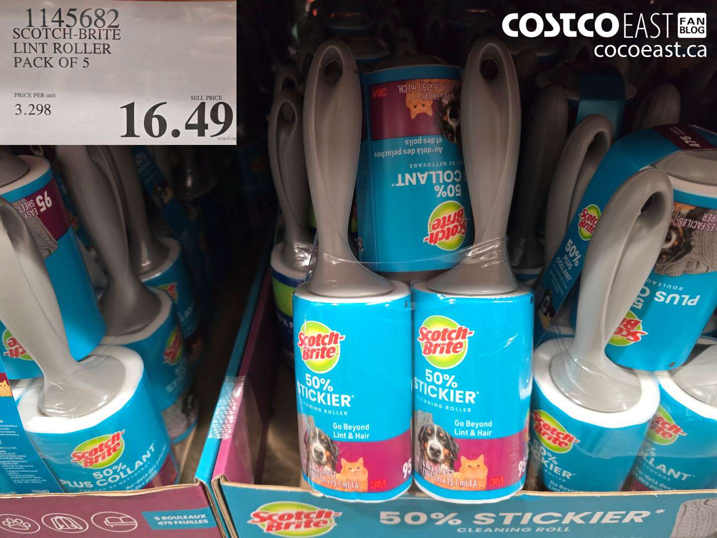 1145682 SCOTCH-BRITE LINT ROLLER PACK OF 5 $16.49