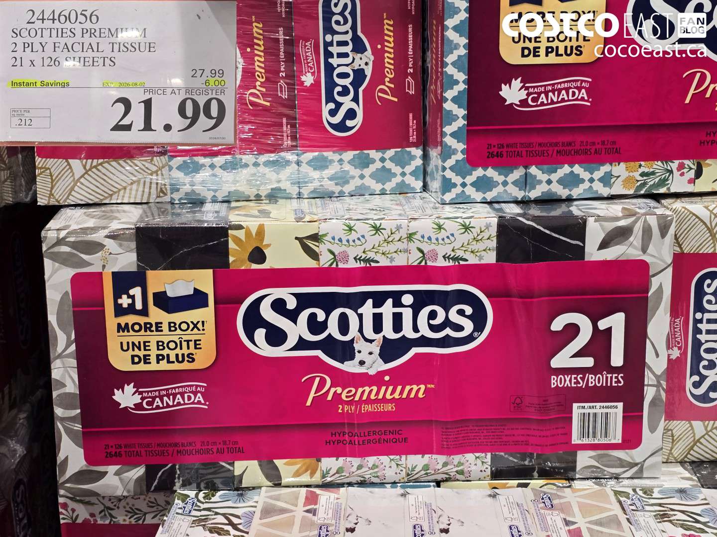 2446056 SCOTTIES PREMIUM 2 PLY FACIAL TISSUE 21 X 126 SHEETS ($6.00 INSTANT SAVINGS EXPIRES ON 2026-08-02) $21.99