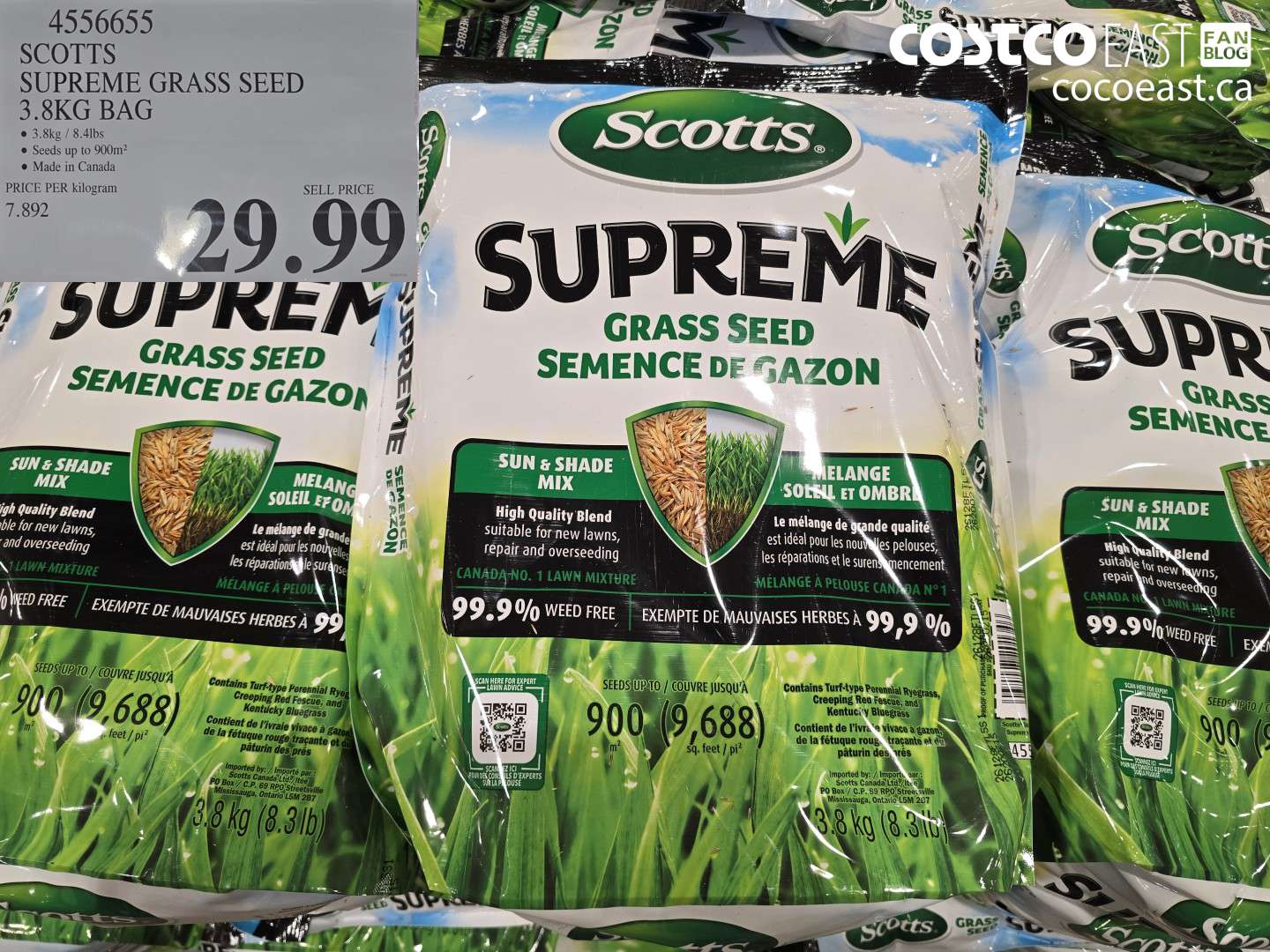 4556655 SCOTTS SUPREME GRASS SEED 3.8KG BAG $29.99