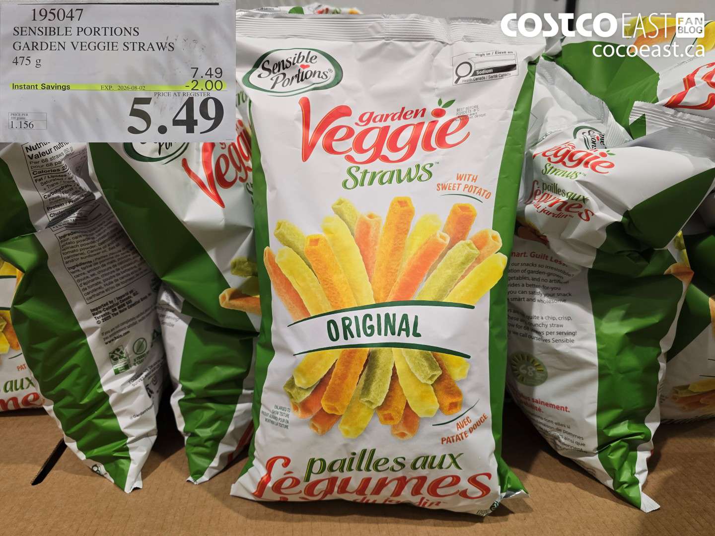 195047 SENSIBLE PORTIONS GARDEN VEGGIE STRAWS 475 G ($2.00 INSTANT SAVINGS EXPIRES ON 2026-08-02) $5.49