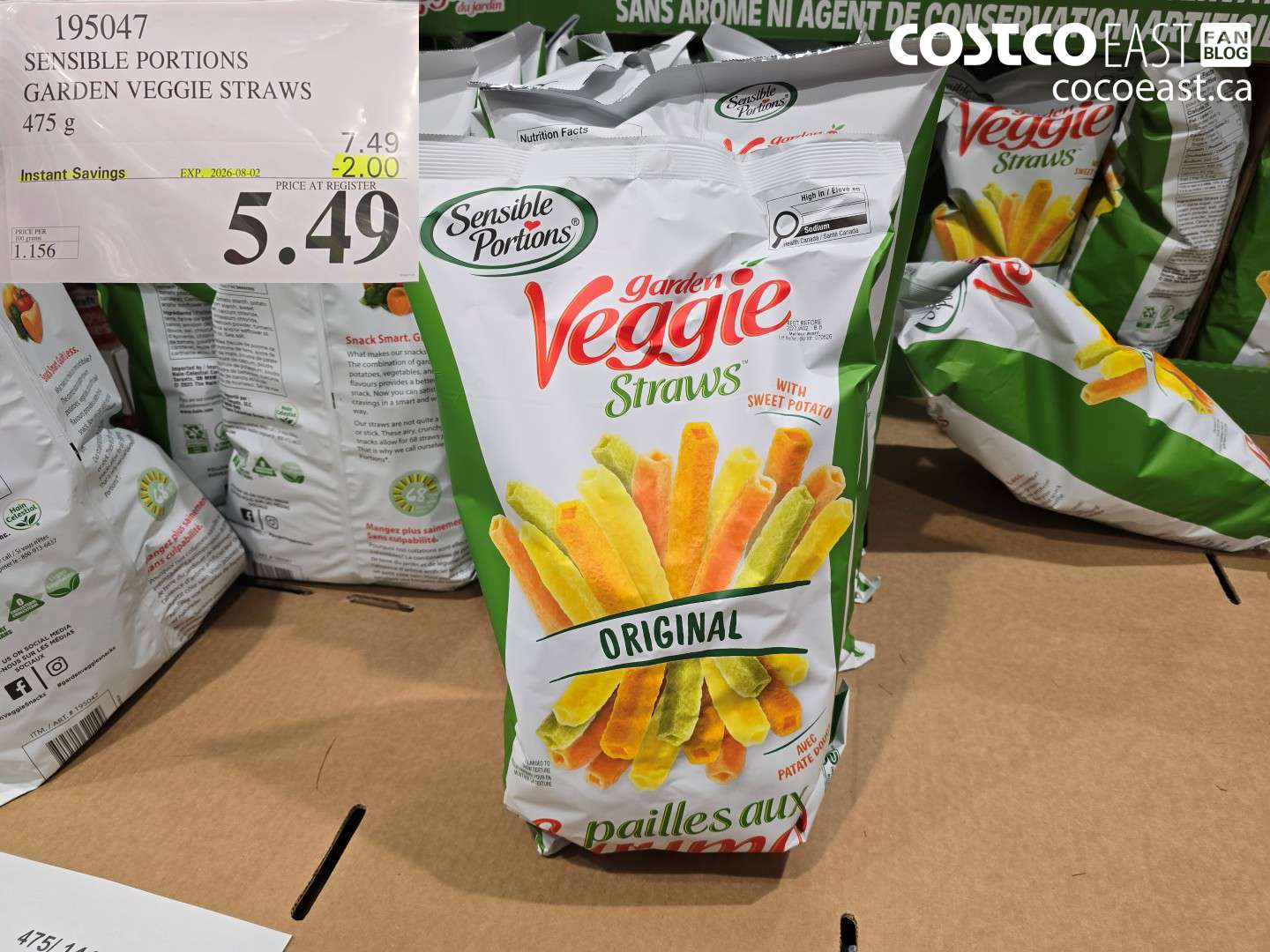 195047 SENSIBLE PORTIONS GARDEN VEGGIE STRAWS 475 G ($2.00 INSTANT SAVINGS EXPIRES ON 2026-08-02) $5.49