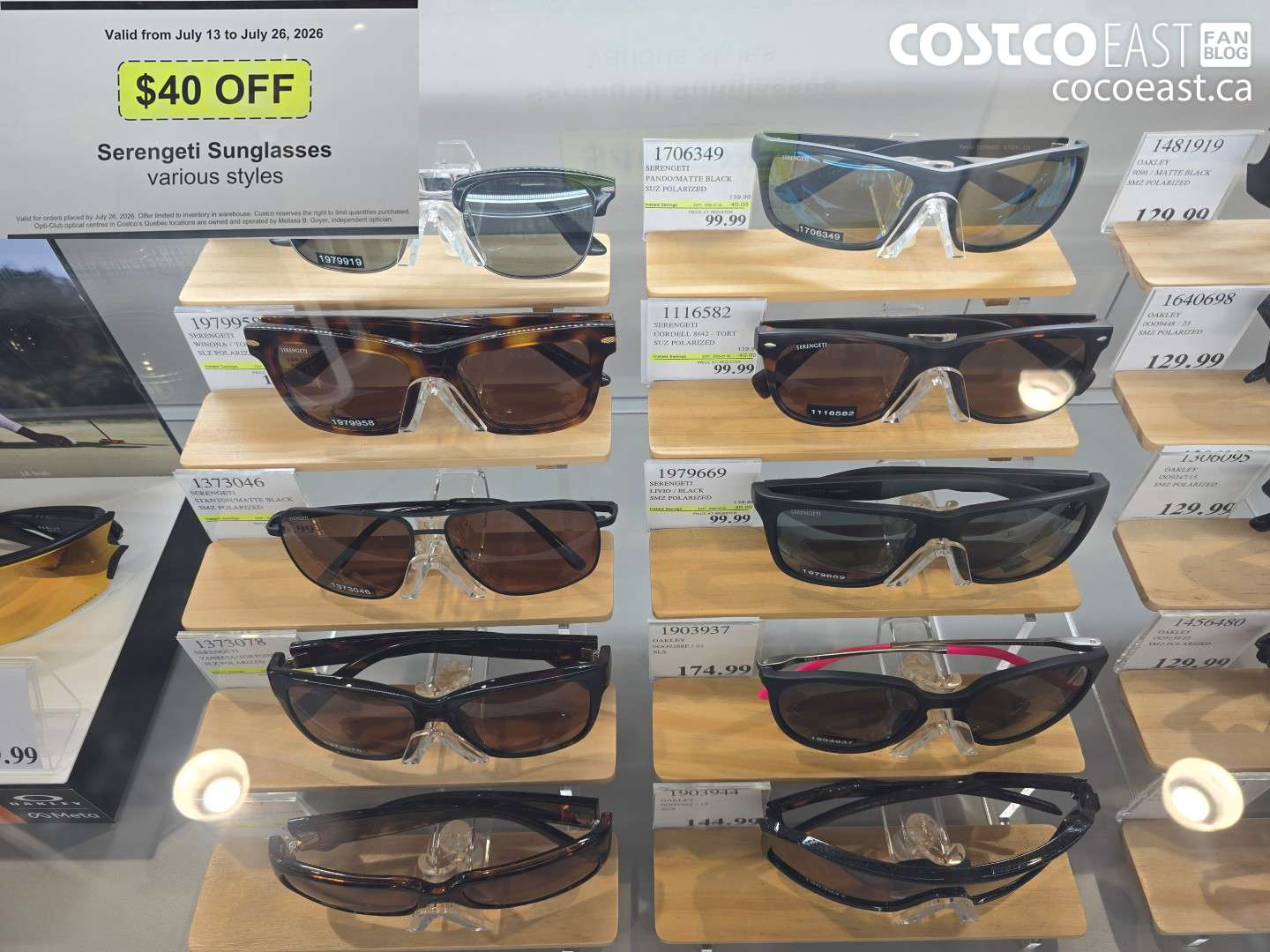 1373046 SERENGETI SUNGLASSES VARIOUS STYLES ($40.00 INSTANT SAVINGS)