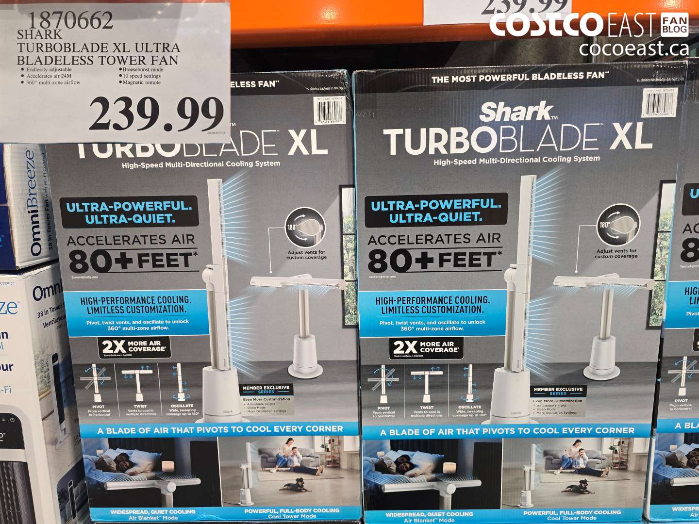 1870662 SHARK TURBOBLADE XL ULTRA BLADELESS TOWER FAN $239.99