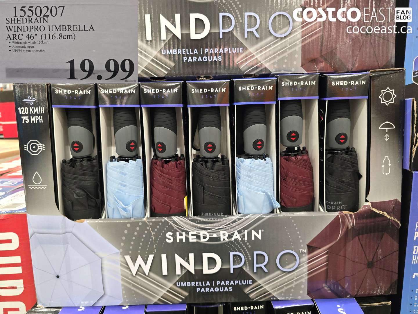 1550207 SHEDRAIN WINDPRO UMBRELLA ARC 46 IN (116.8 CM) $19.99
