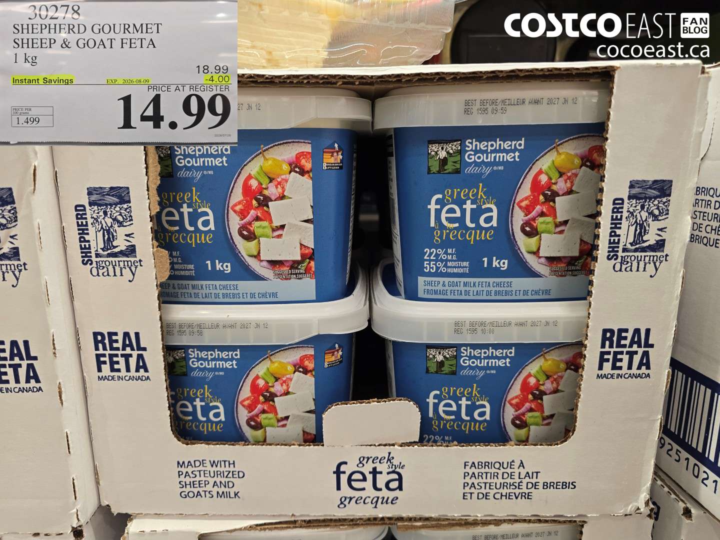 30278 SHEPHERD GOURMET SHEEP & GOAT FETA 1 KG ($4.00 INSTANT SAVINGS EXPIRES ON 2026-08-09) $14.99