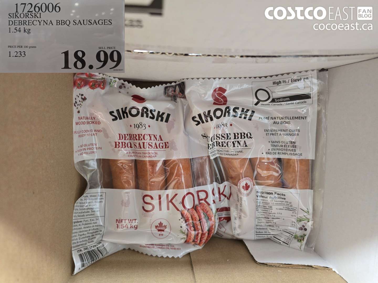 1726006 SIKORSKI DEBRECYNA BBQ SAUSAGES 1.54 KG $18.99