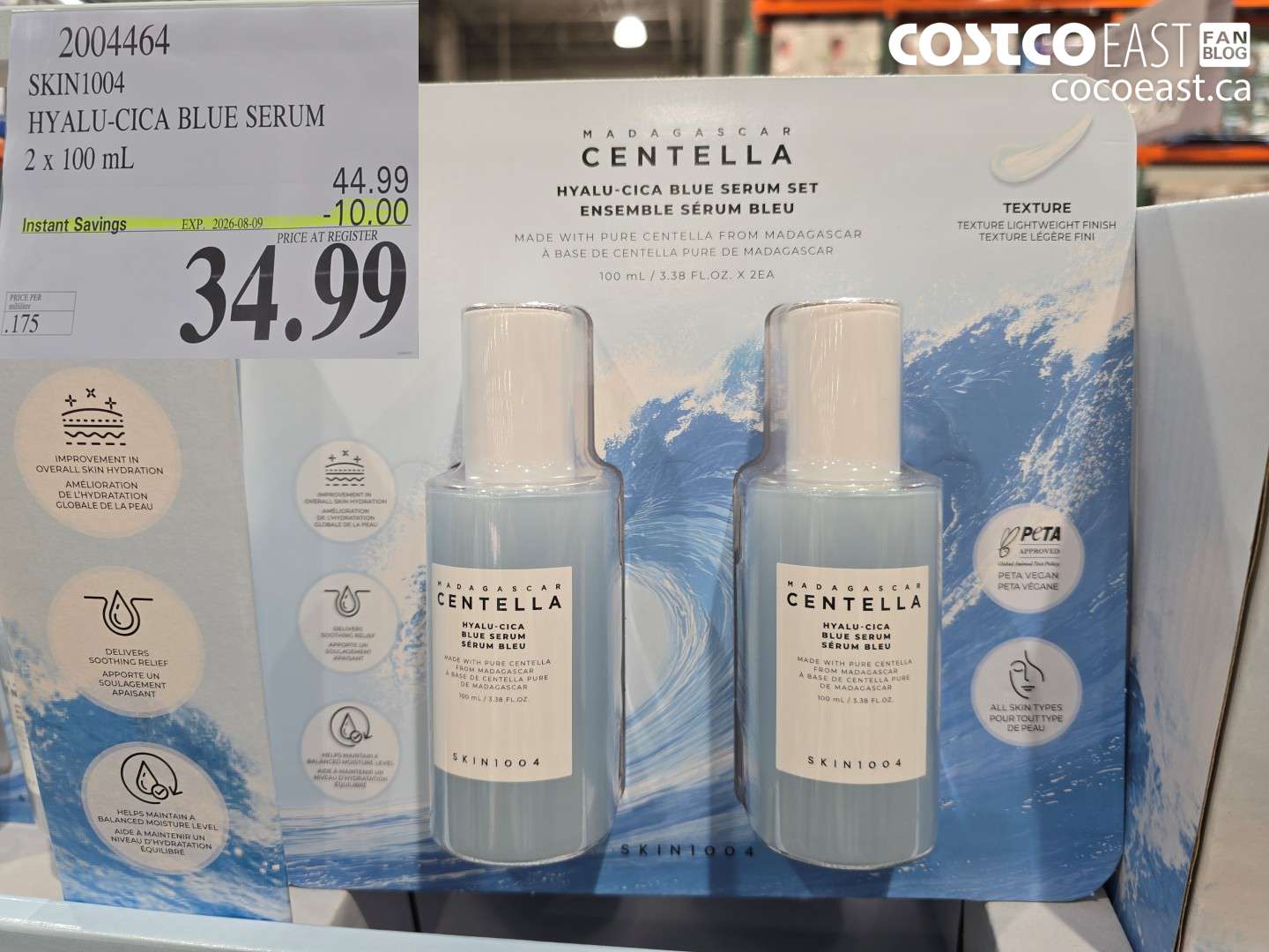 2004464 SKIN1004 HYALU-CICA BLUE SERUM 2 X 100 ML ($10.00 INSTANT SAVINGS EXPIRES ON 2026-08-09) $34.99