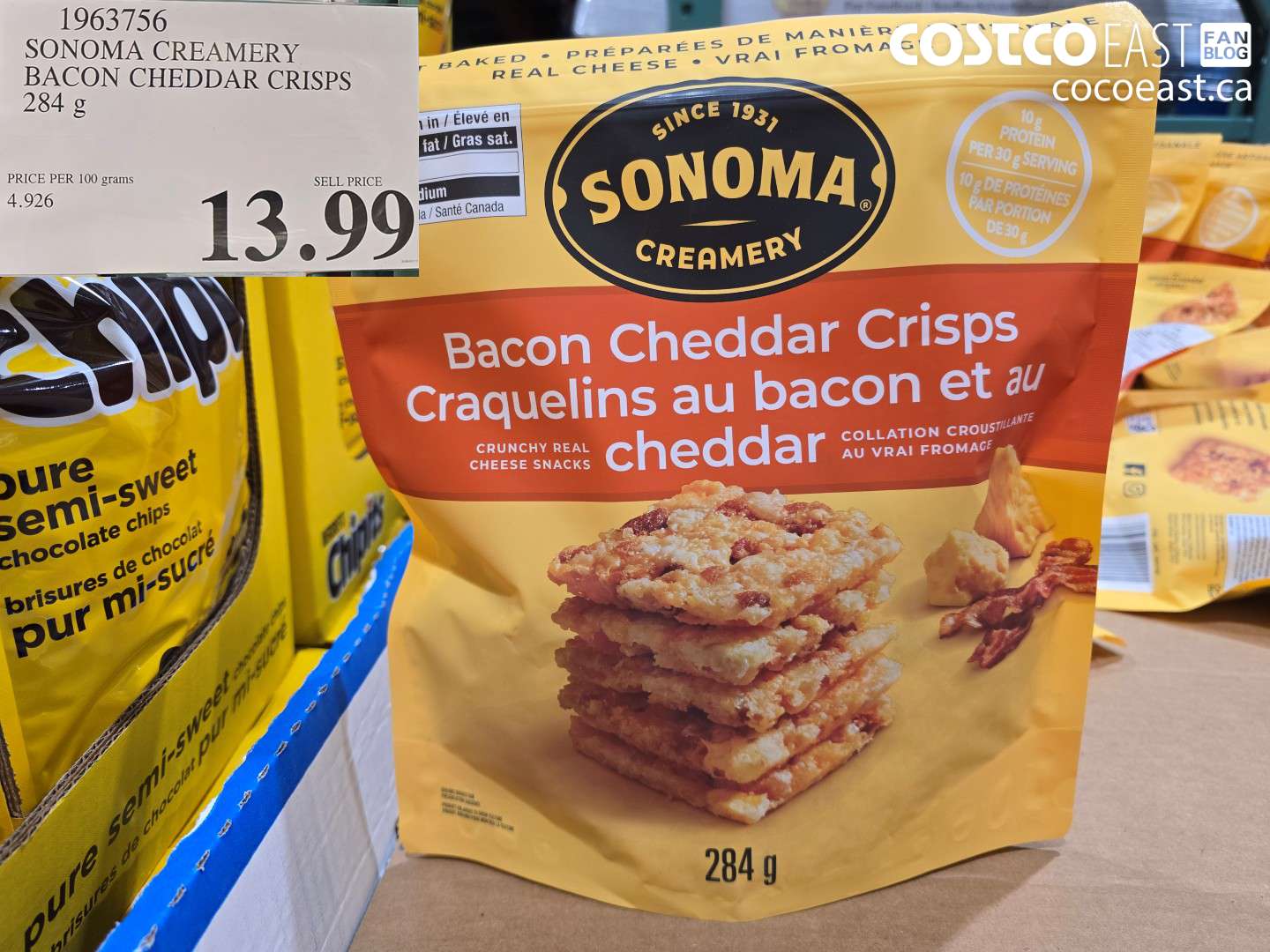 1963756 SONOMA CREAMERY BACON CHEDDAR CRISPS 284 G $13.99
