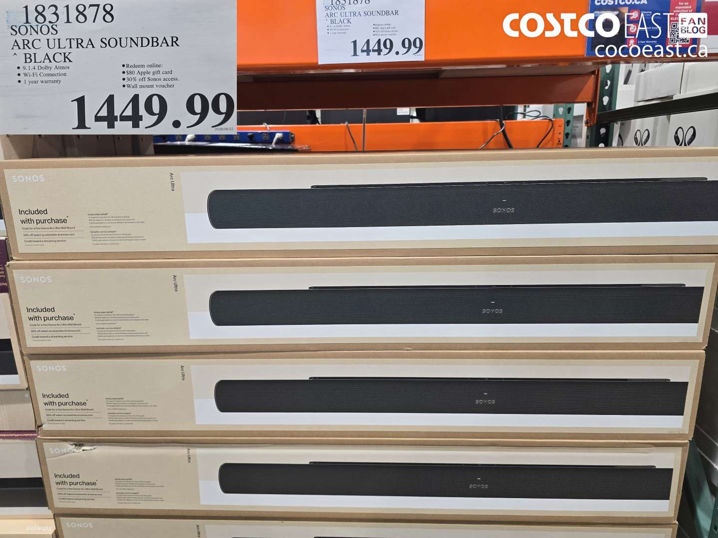 1831878 SONOS ARC ULTRA SOUNDBAR BLACK $1449.99