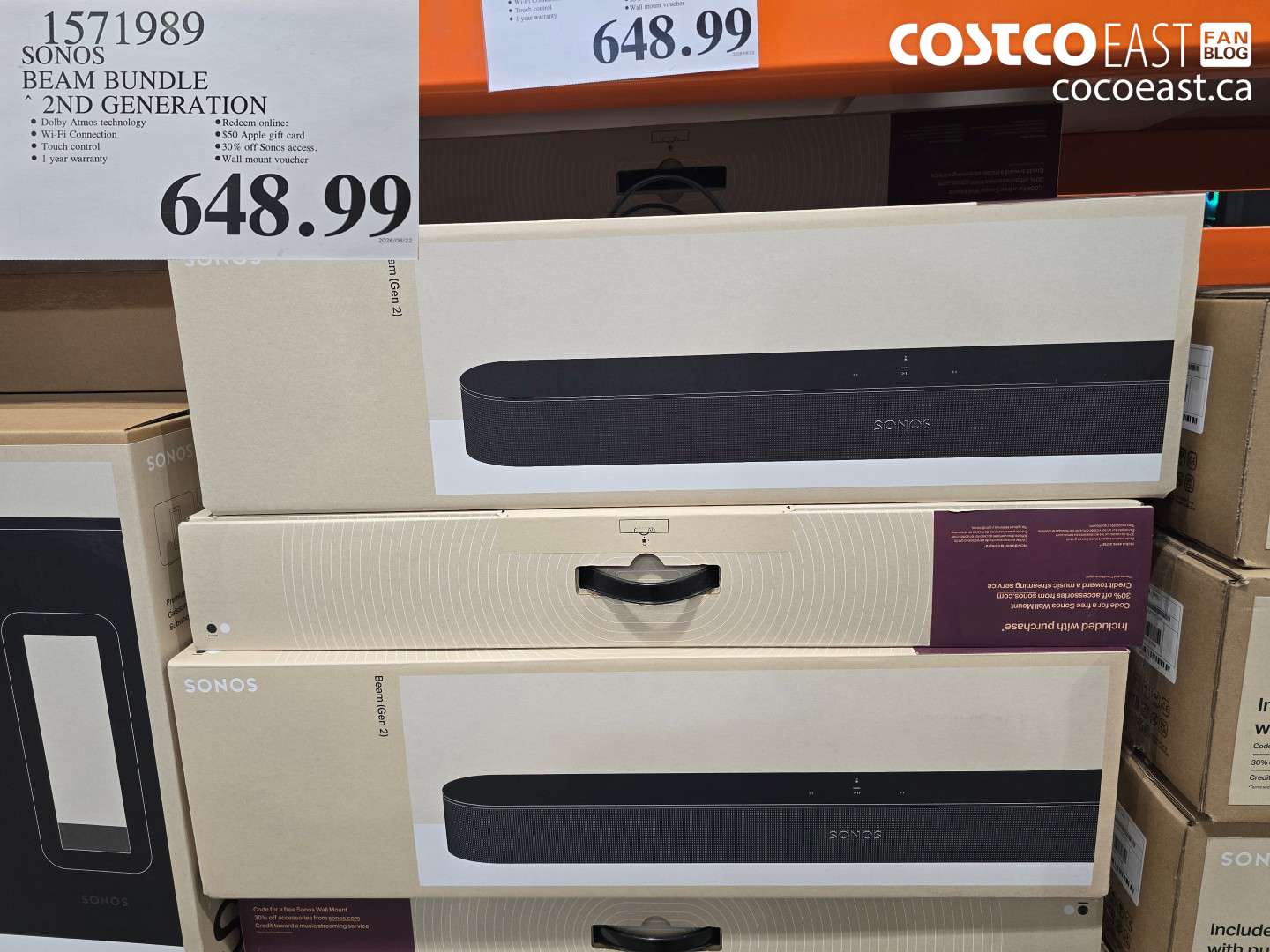 1571989 SONOS BEAM BUNDLE 2ND GENERATION $648.99