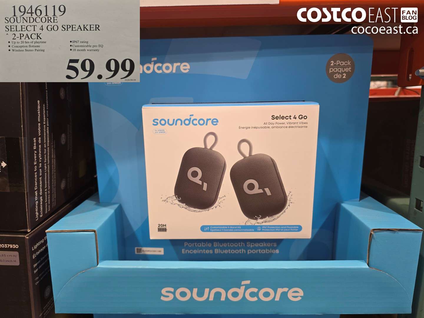 1946119 SOUNDCORE SELECT 4 GO SPEAKER 2-PACK $59.99
