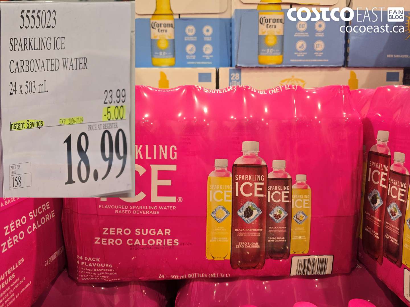 5555023 SPARKLING ICE CARBONATED WATER 24 X 503 ML ($5.00 INSTANT SAVINGS EXPIRES ON 2026-07-19) $18.99