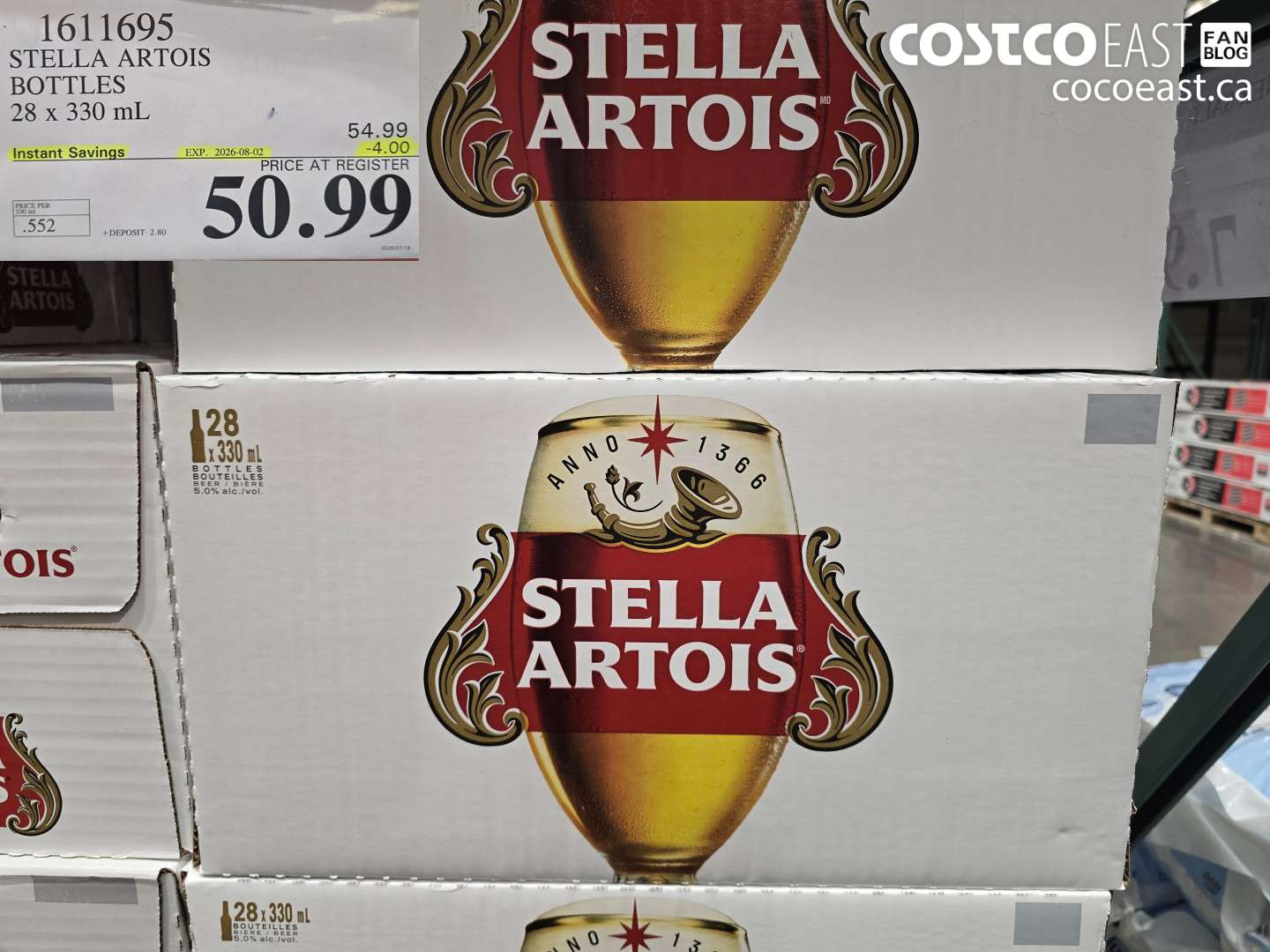 1611695 STELLA ARTOIS BOTTLES 28 X 330 ML ($4.00 INSTANT SAVINGS EXPIRES ON 2026-08-02) $50.99