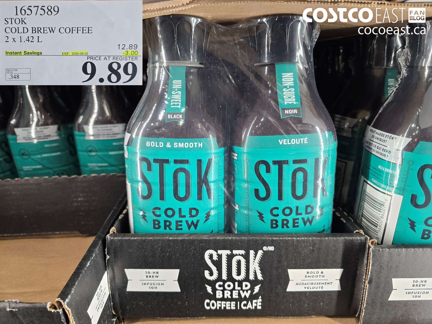 1657589 STOK COLD BREW COFFEE 2 X 1.42 L ($3.00 INSTANT SAVINGS EXPIRES ON 2026-08-02) $9.89