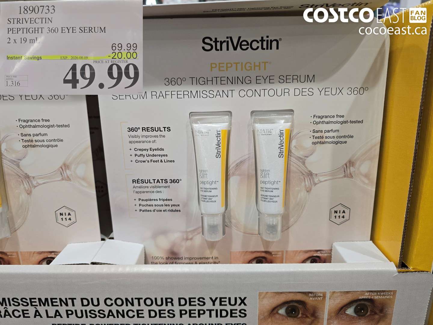 1890733 STRIVECTIN PEPTIGHT 360 EYE SERUM 2 X 19 ML ($20.00 INSTANT SAVINGS EXPIRES ON 2026-08-09) $49.99