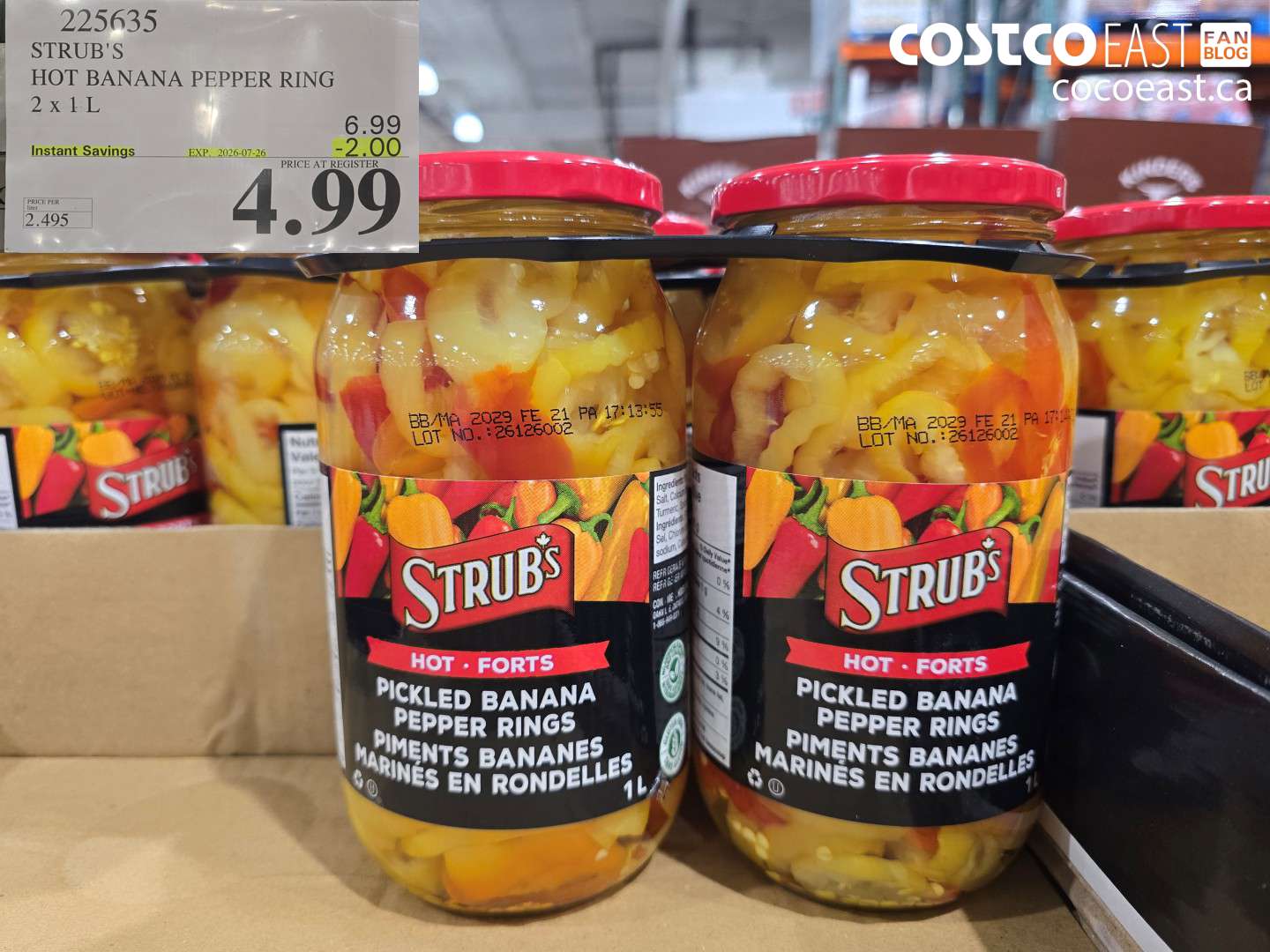 225635 STRUB'S HOT BANANA PEPPER RING 2 X 1 L ($2.00 INSTANT SAVINGS EXPIRES ON 2026-07-26) $4.99