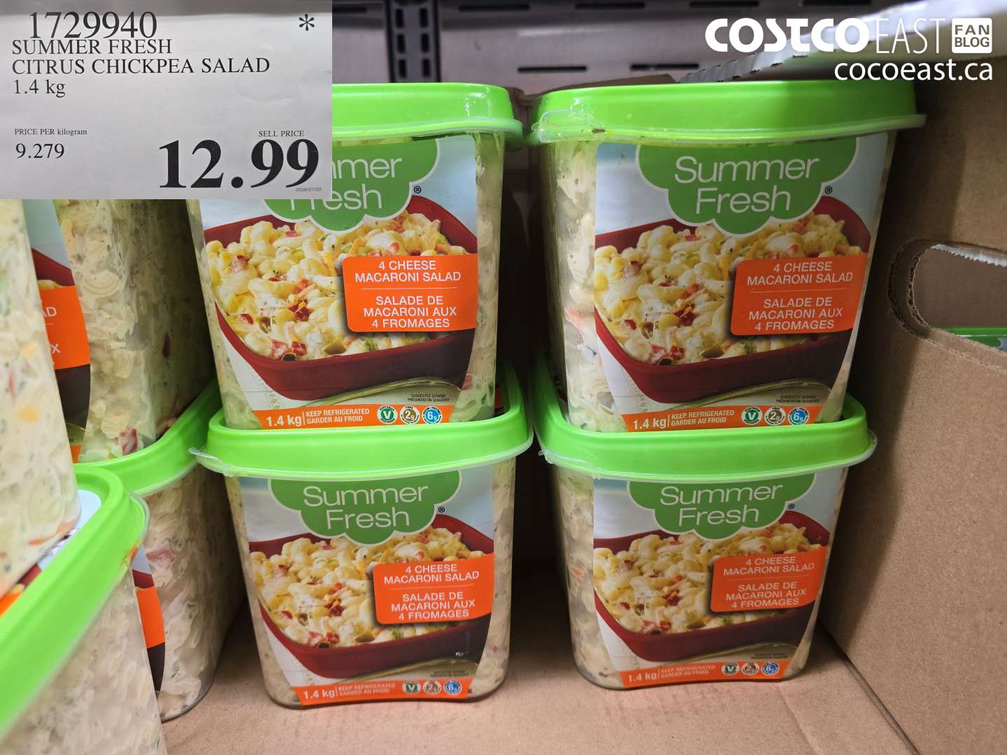1729940 SUMMER FRESH CITRUS CHICKPEA SALAD 1.4 KG $12.99