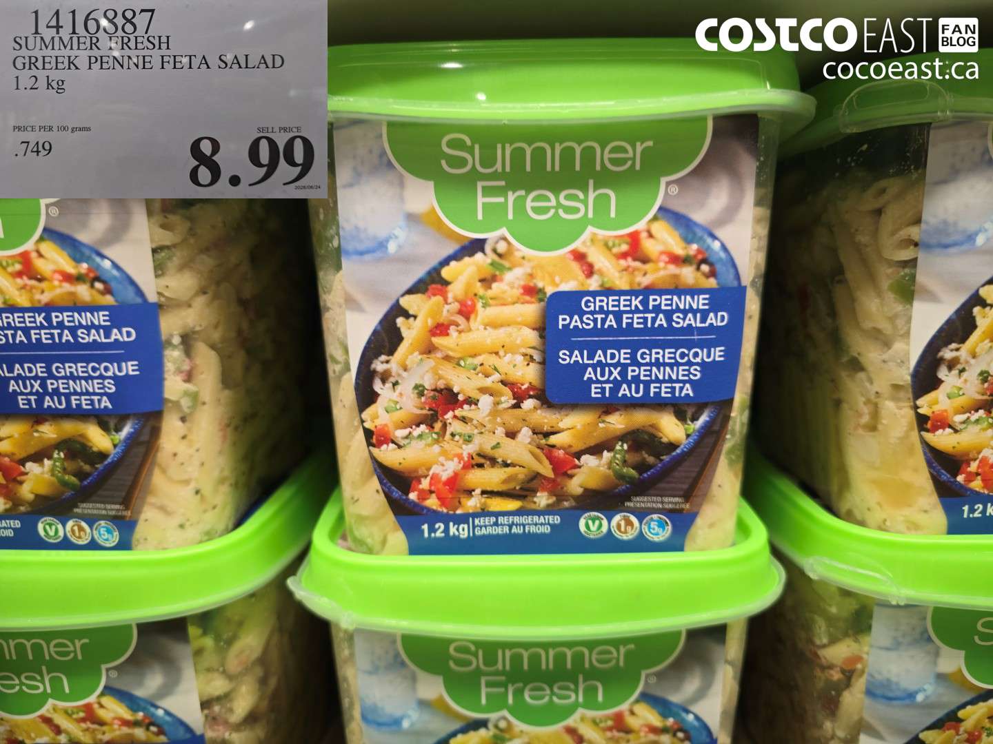 1416887 SUMMER FRESH GREEK PENNE FETA SALAD 1.2 KG $8.99