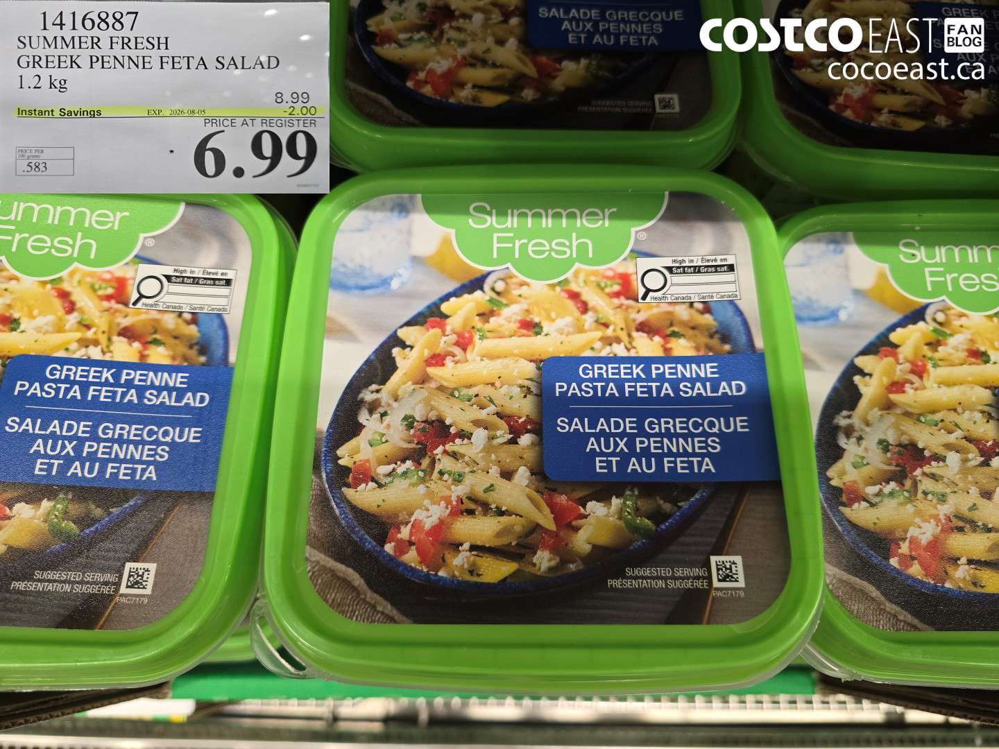 1416887 SUMMER FRESH GREEK PENNE FETA SALAD 1.2 KG ($2.00 INSTANT SAVINGS EXPIRES ON 2026-08-05) $6.99