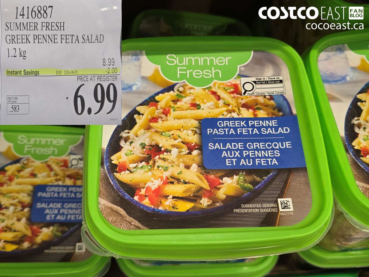 1416887 SUMMER FRESH GREEK PENNE FETA SALAD 1.2 KG ($2.00 INSTANT SAVINGS EXPIRES ON 2026-08-05) $6.99