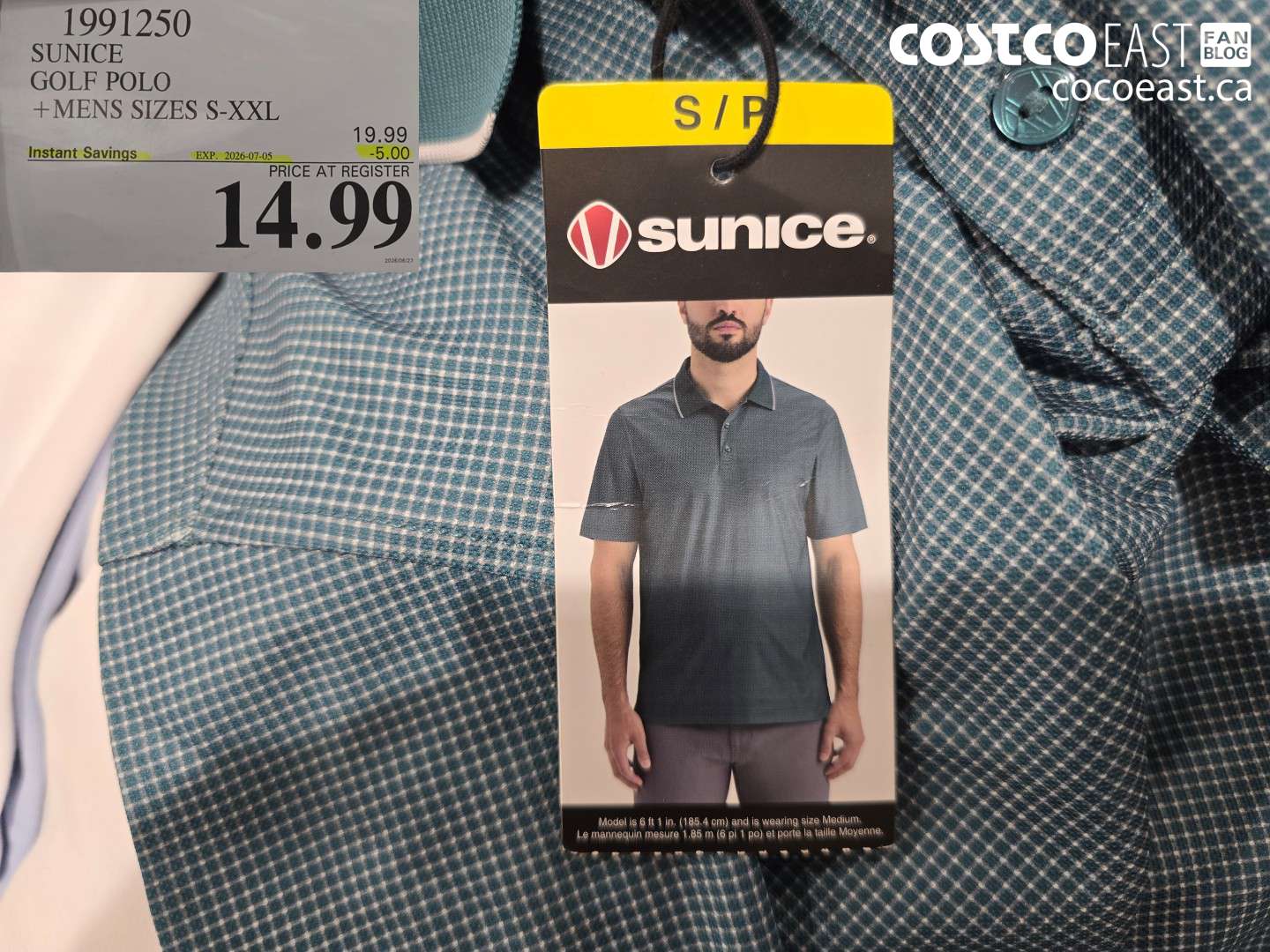 1991250 SUNICE GOLF POLO + MENS SIZES S-XXL ($5.00 INSTANT SAVINGS EXPIRES ON 2026-07-05) $14.99