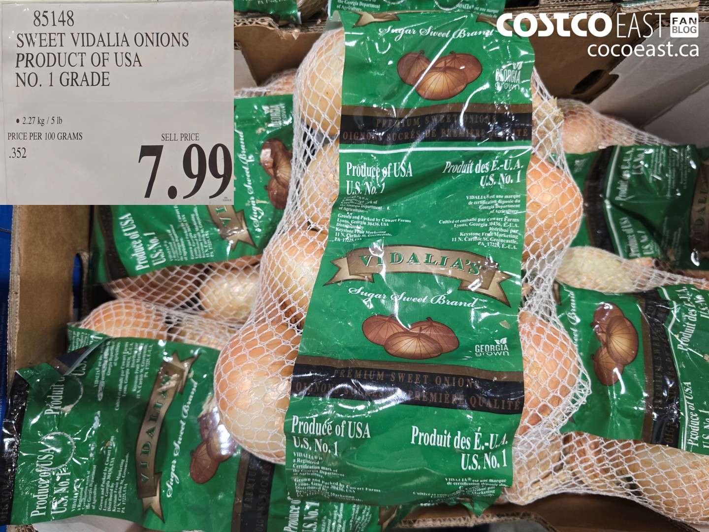 85148 SWEET VIDALIA ONIONS PRODUCT OF USA NO. 1 GRADE $7.99