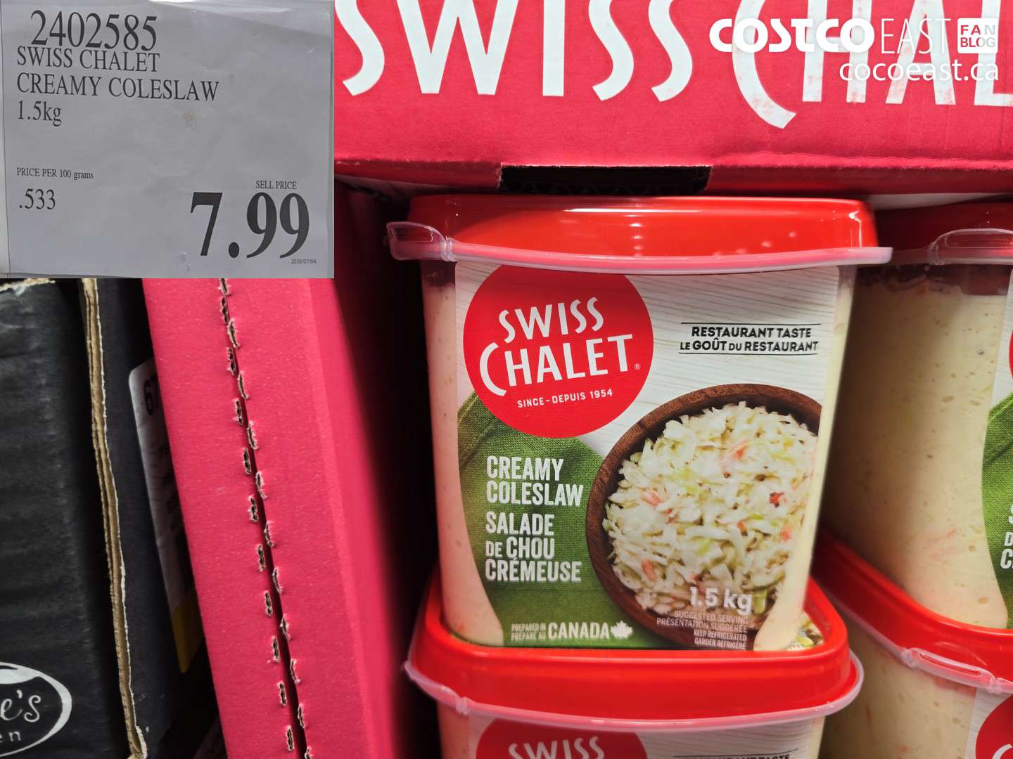 2402585 SWISS CHALET CREAMY COLESLAW 1.5KG $7.99