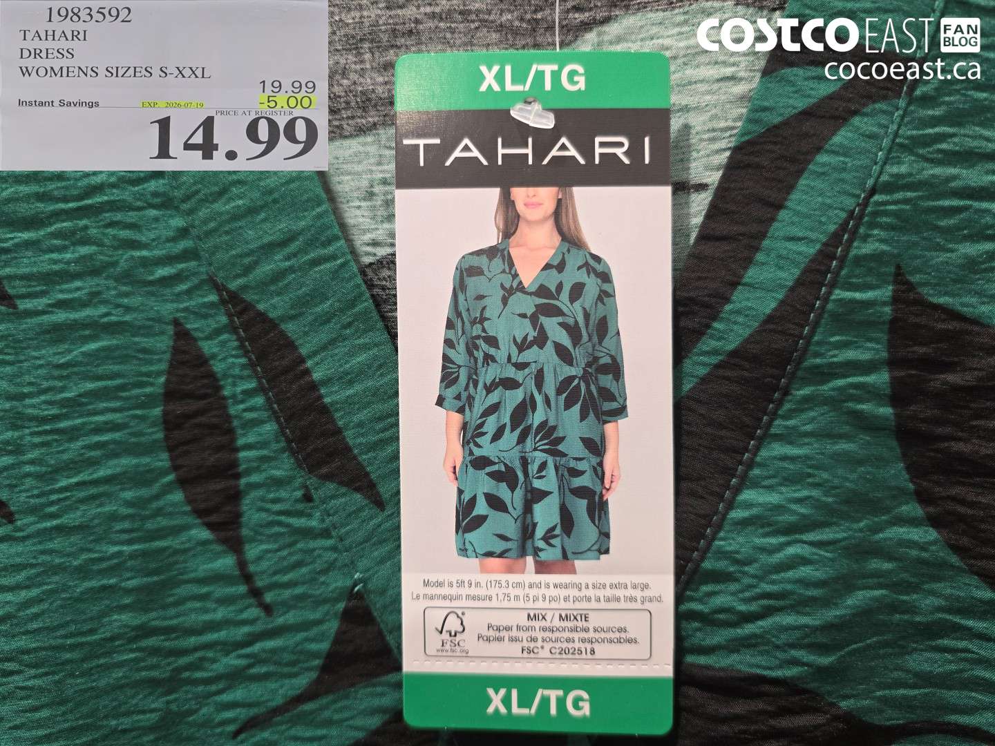 1983592 TAHARI DRESS WOMENS SIZES S-XXL ($5.00 INSTANT SAVINGS EXPIRES ON 2026-07-19) $14.99