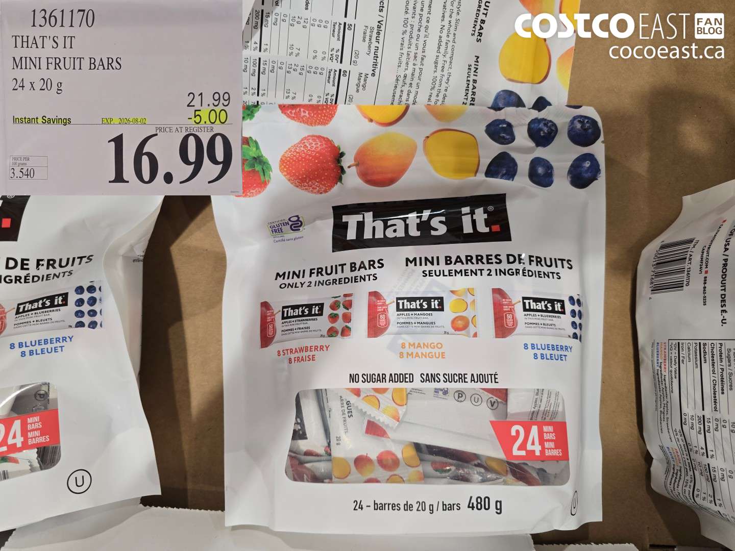 1361170 THAT'S IT MINI FRUIT BARS 24 X 20 G ($5.00 INSTANT SAVINGS EXPIRES ON 2026-08-02) $16.99