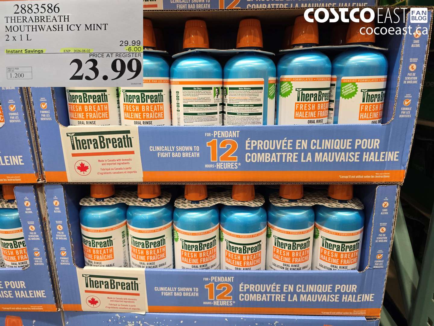 2883586 THERABREATH MOUTHWASH ICY MINT 2 X 1 L ($6.00 INSTANT SAVINGS EXPIRES ON 2026-08-02) $23.99